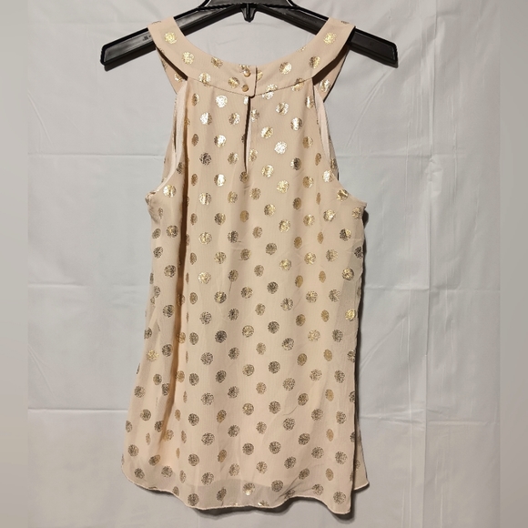 iZ Byer EUC Women's Dressy Tank, Size Large. Champagne Colored & Gold Dots - Picture 9 of 9